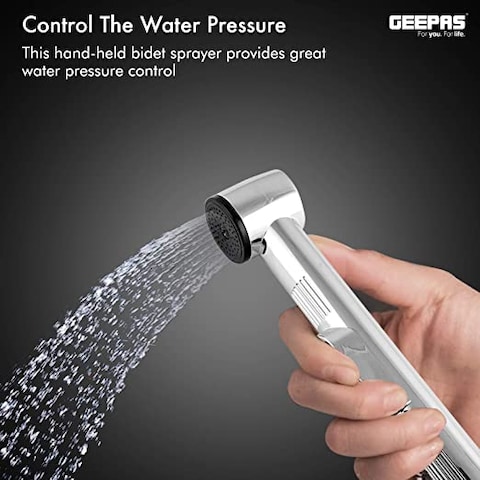 Geepas Gsw61069 Hand Held Toilet Bidet Sprayer, Silver