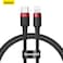 Baseus 1M USB C To Lightning 20W QC3.0 Power Delivery Nylon Braided Cable For Iphone 14 13 13 Pro 12 Pro Max 12 11 X XS XR 8 Plus Ipad Red / Black
