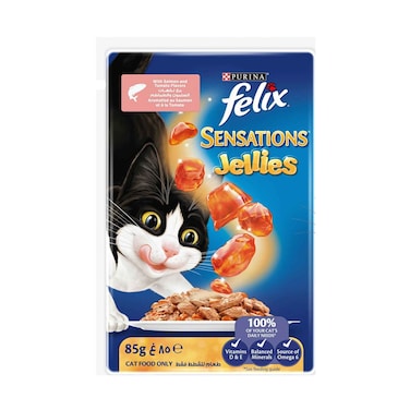 Purina Felix Sensation Jellies Cat Food With Salmon And Tomato Flavors 85gr