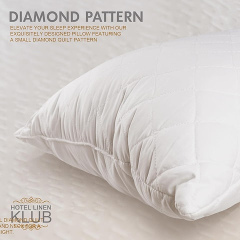 Hotel Linen Klub 1 PC Quilted Pillow Queen (50 x75cm) - Outer Cover: 90GSM Microfiber Supersoft Fabric, Filling: 650grams Soft Fiber, Diamond Quilt Pattern