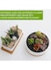Generic White Ceramic Planter With Bamboo Tray, Planters For Succulents, Indoor Home Decor, 1 Rectangle Pot + 1 6.5 Inch Round Cactus Pot Set