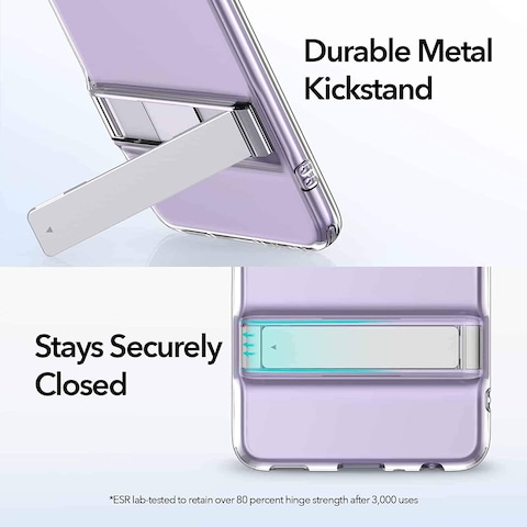 Generic High Protection Case for Samsung Galaxy A52 5G and 4G, Transparent Flexible Silicone, Vertical Or Horizontal Metal Kickstand, Crystal Clear Cover