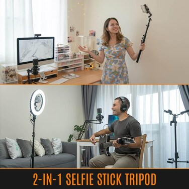 Streamplify Light 14 Ring Light 2 In 1 Tripod Or Selfie Stick 3 Mounts Inside