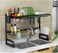 Stainless Steel Over The Sink Dish Drying Rack, Cutlery Holders Drainer Shelf for Kitchen Supplies Storage Counter Organizer Space Saving Rack 86cm Length (Black)