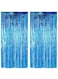 Party Time 2-Piece Foil Metallic Tinsel Curtain Blue 6.56 x 3.28feet
