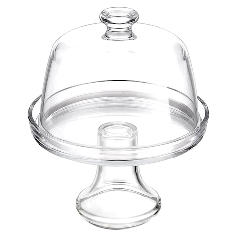 Borgonovo Glass Footed Plate With Glass Dome - 2 Count