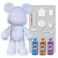 COOL BEAR COIN PIGGY BANK FIGURE (9 inch - 23 cm) ACRYLIC DRIP POUR PAINT COMPLETE KIT, Colors: Light-Blue, Gold, Light-Purple. Acrylic Rich Pigments Fluid Flow Paint, Arts and Crafts.