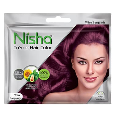 Nisha Creme Hair Color 40ml Wine Burgundy