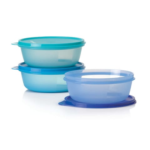 Tupperware Seal &amp; Go Medium Bowl Set, Blue, Plastic (1L, 1.5L, 2L)