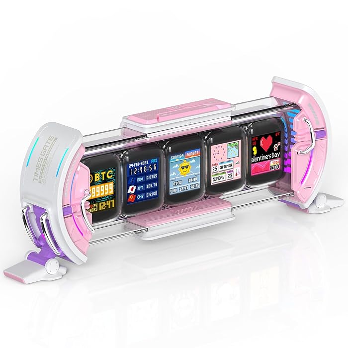 Buy Times Gate Pixel Art Informative Display Digital Clock,Pink Online ...
