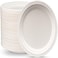 Lavish [ 50- Piece ] 7-Inch Compostable Heavy-Duty Eco-Friendly Disposable Sugarcane Biodegradable White Paper Plates