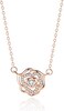 Crafted from 925 Sterling Silver Rose Gold-Plated Nested Heart Necklace with Pave Cubic Zirconia Accents, 22mm