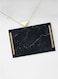 Lowha Decorative Acrylic Serving Tray With Gold Metal Handles And Granite Marble Design 20x30 cm