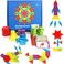 Wooden Pattern Blocks Set, Noetoy 155 Pcs Montessori Tangram Geometric Shape Puzzle With 24 Pcs Design Cards, Preschool Educational Learning Toy For Kids Ages 4, 8