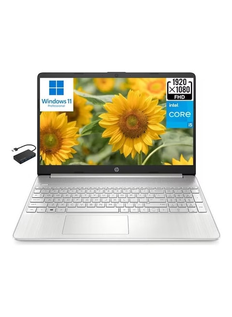 HP 5-DY2795WM Laptop With 15.6-Inch FHD Display, 16GB RAM, 512GB SSD, Core i5-1135G7 Processor, Intel Iris Xe Graphics, Windows 11, English/Arabic, Silver-International Version