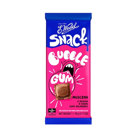 E.Wedel Milk Chocolate With Bubble Gum Flavour Jellies 90gr