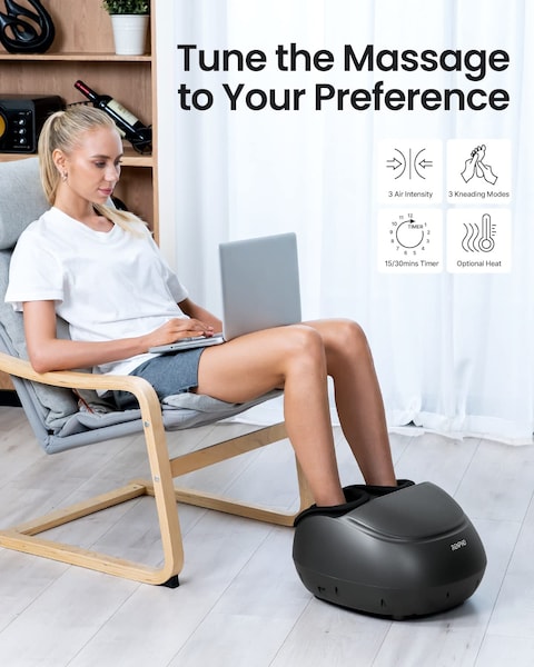 Renpho Shiatsu Foot Massager Machine With Heat, Deep Kneading Therapy, Compression, Relieve Foot Pain From Plantar Fasciitis, Improve Circulation, Fits Feet Up To Unisex Size 12 Panel Control