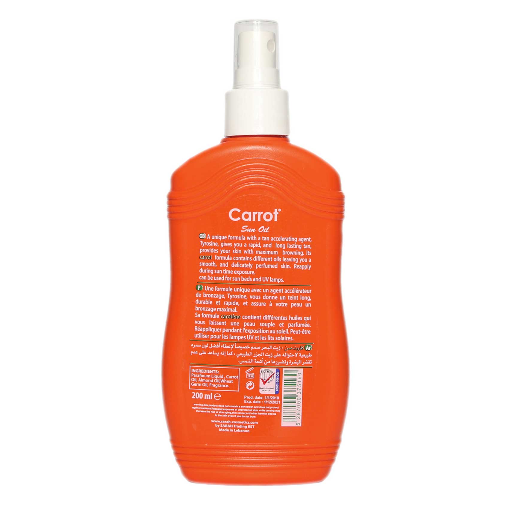 Carrot Sun Tanning Oil Clear 200ml