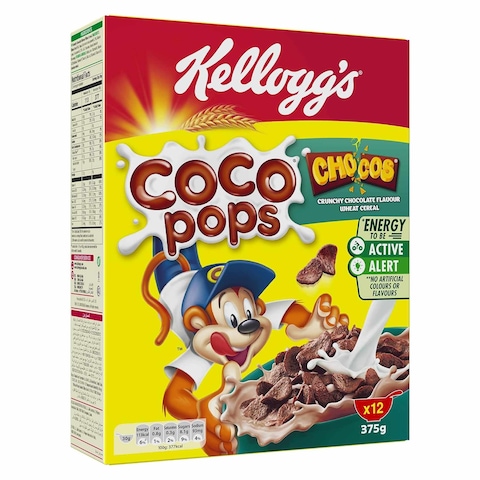 Kellogg&#39;s Coco Pops Chocos Crunchy Chocolate Flavour Wheat Cereal 375g