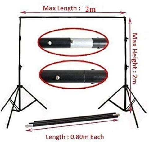 Coopic 2X2m Background Stand With 1.5X3m Black Non Woven Background Backdrop Lighting Photography Kit