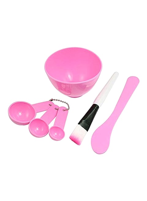 6-Piece Face Mask Bowl Brush Stick And Gauge Set Pink/White/Black