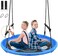 Treeswin Saucer Tree Swing 46 Inch, 800 Lb Weight Capacity Outdoor Flying With Strap, Textliene Fabric Waterproof Durable Steel Frame And Carabiner For Playground Backyard (Blue)