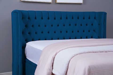 PAN Home Home Furnishings Neptune Headboard Velvet Blue L-160: H-125cm 160x125 Blue