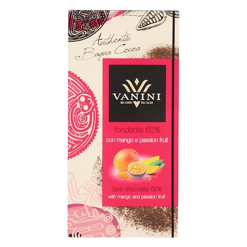 Vanini 62 Cocoa Mango And Passion Fruit Dark Chocolate Bar 100G