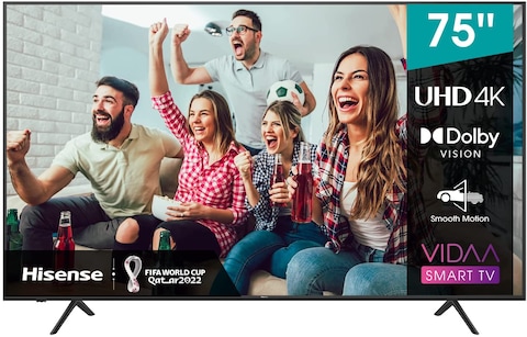 هايسينس 75 بوصة، UHD، تلفزيون ذكي، 75A6GE (2021، HDR 10/HLG، واي فاي (2.4 جيجا هرتز)، بلوتوث 5.0، DLNA HDCP إصدار H.265 Decoder)