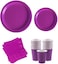Party Time 48-Pieces Complete Party Pack Purple 9" Dinner Paper Plates , 7" Dessert Paper Plates, 9 oz Cups, 2 Ply Napkins - Birthday Party Tableware Set, Purple Party Theme