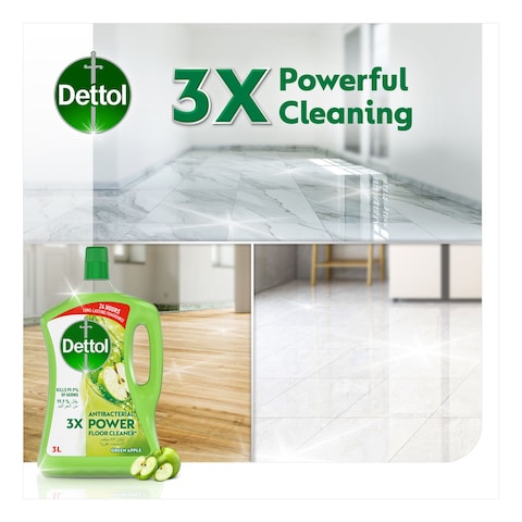 Dettol 3x Power Antibacterial Floor Cleaner Green Apple 3L