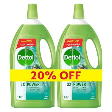 Dettol Antibacterial Floor Cleaning with Pine Scent - 1.8 Liter - 2 Pieces