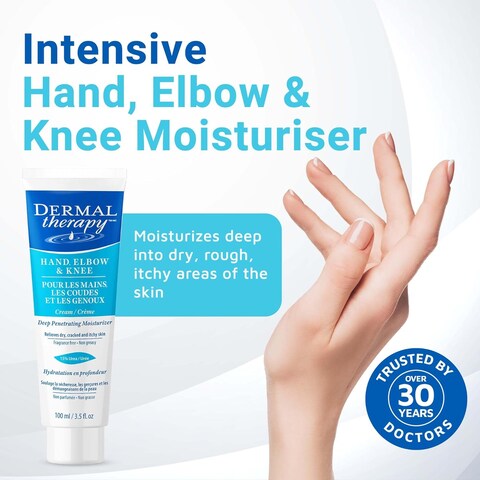 Dermal Therapy Hand Elbow Knee Cream, Hydrating Treatment Relieves Dry, Cracked, Itchy Skin Resulting From Frequently Washed/Cleaned Hand, 15% Urea And 6% Alpha Hydroxy Acids, 3.5 Fl. Oz