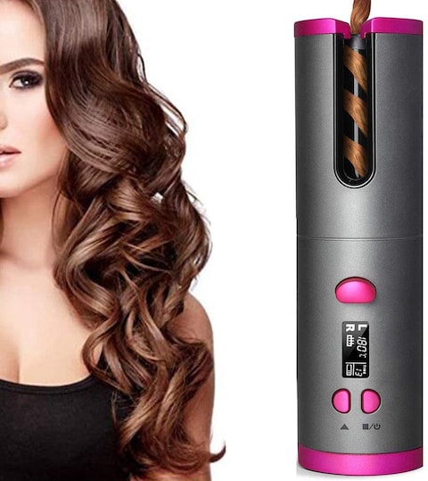 Generic Professional Portable Hair Spiral Curl Automatic Cordless Curling Iron Hair Curler Lcd Curly Hair Machine, Rechargeable Auto Curler For Curls Or Waves Anytime, Anywhere
