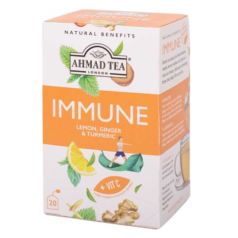 Ahmad London Immune Lemon Ginger And Turmeric With Vitamin C Tea Bag 1.5g x 20 Pieces