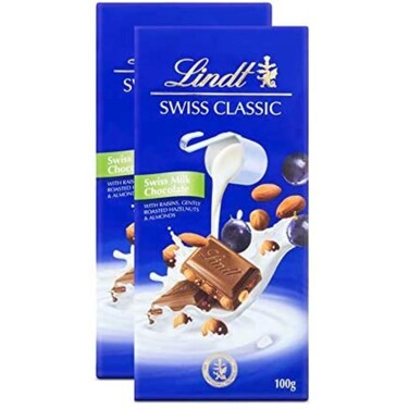 Lindt Swiss Classic Milk Chocolate Bar 100g Pack of 2