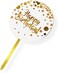 Party Time 1-Piece Gold &amp; White Round Acrylic Happy Birthday Cake Topper for Birthday Decoration/Happy Birthday Cake Decorations Item - Cake Topper