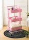 Almufarrej 3-Tier Rolling Shelves Metal Cart Organizer Pink 85x45x35cm