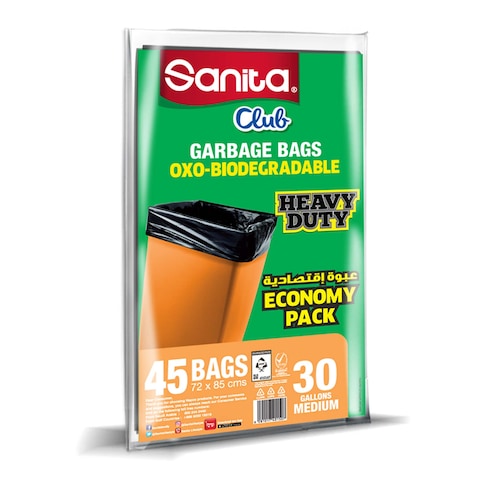 Buy Sanita Club Garbage Bags Biodegradable 30 Gallons 45 Bags in Saudi Arabia