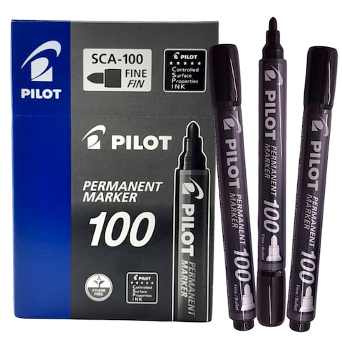 Pilot Permanent Marker Black Fine (Bullet Tip) Sca-100 (12 Pcs)