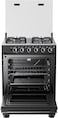 Akai Freestanding Cooker 60X60 4 Gas Burner Full Safety Double Glass Door Electric Ignition CRMAM66BCFS Black