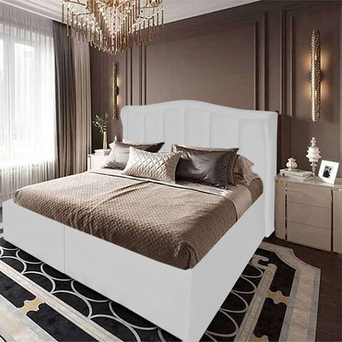 إن هاوس شومت هيكل سرير منجد بالمخمل - نفر - 200×120 سم - أبيض