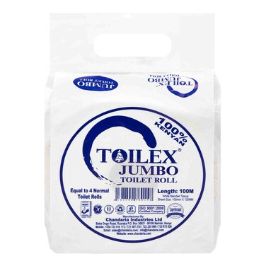 Toilex White Jumbo Toilet Roll 100m