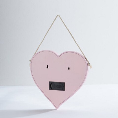 Heart-Shaped Mirror with Pink Frame and Light LEDs 32x30cm