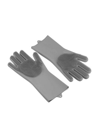 Generic Magic Silicone Gloves With Wash Scrubber Grey 240g