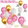 Party Time 90-Pieces Birthday Decoration Set 1st Baby Girl Decoration, Pink, Gold &amp; White Latex Balloons Happy Birthday Pink Banner, Number 1 Foil Balloon - 1st Birthday Decoration Set - Party Supplie