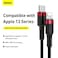 Baseus 1M USB C To Lightning 20W QC3.0 Power Delivery Nylon Braided Cable For Iphone 14 13 13 Pro 12 Pro Max 12 11 X XS XR 8 Plus Ipad Red / Black
