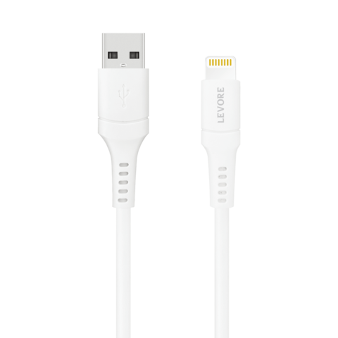 سلك شاحن ليفوري من USB إلى آيفون معتمد من أبل MFI بطول 1 م - ابيض