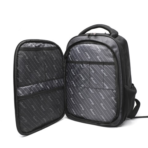 Senator Nylon Unisex Daypack 18-Inch Lightweight Backpack with Laptop Compartment Reflective Lattice Water Resistant Casual Hiking Travel Bag for Business College School Students - KH8123 (Black)