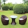 Ex Furniture Set 3 Piece Balcony Bird'S Nest Rattan Chairs Cushion Glass Coffee Table Indoor/Outdoor Garden (Brown)